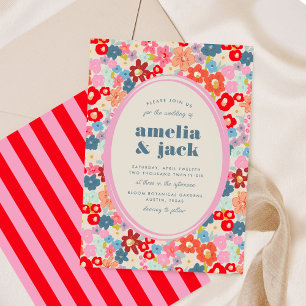 Blooming Joy Bold Bright Blommigt Garden Wedding Inbjudningar