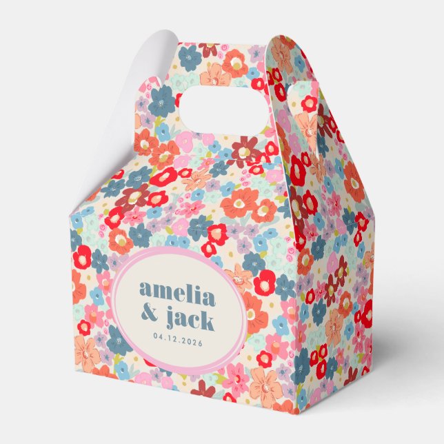 Blooming Joy Bright Blommigt Maximalist Bröllop Presentaskar (Framsidan Sidan)