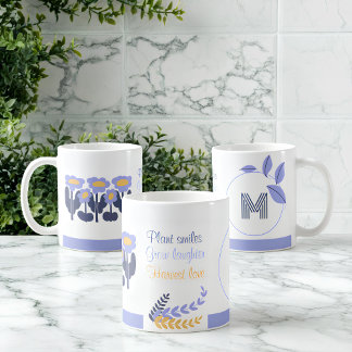Blooming Joy: Personlig Monogram-Blommigt Kaffemugg