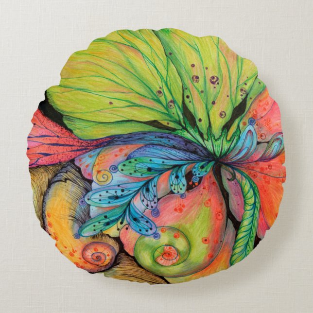 Blooming kärlek rund kudde (Framsidan)