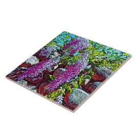 Blooming lilac flower garden kakelplatta
