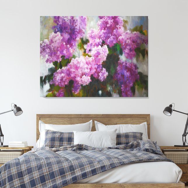 Blooming Lilac – Impressionist Spring Flowers Canvastryck (Insitu (sovrum))