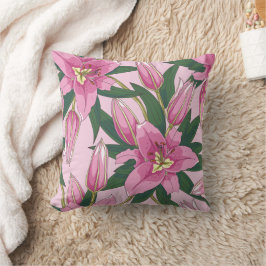 Blooming Lilies i Pastel Rosa Dekorativ kudde