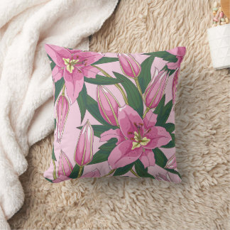Blooming Lilies i Pastel Rosa Dekorativ kudde