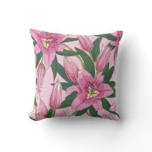 Blooming Lilies i Pastel Rosa Dekorativ kudde