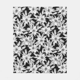 Blooming Lilies in Black and White Fleecefilt