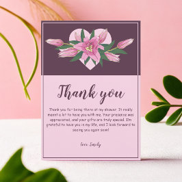 Blooming Lily Sweet Heart Baby Shower/ Birthday Tack Kort