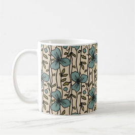 Blooming Lodrät Garden Delight Teal Blåa blommor Kaffemugg