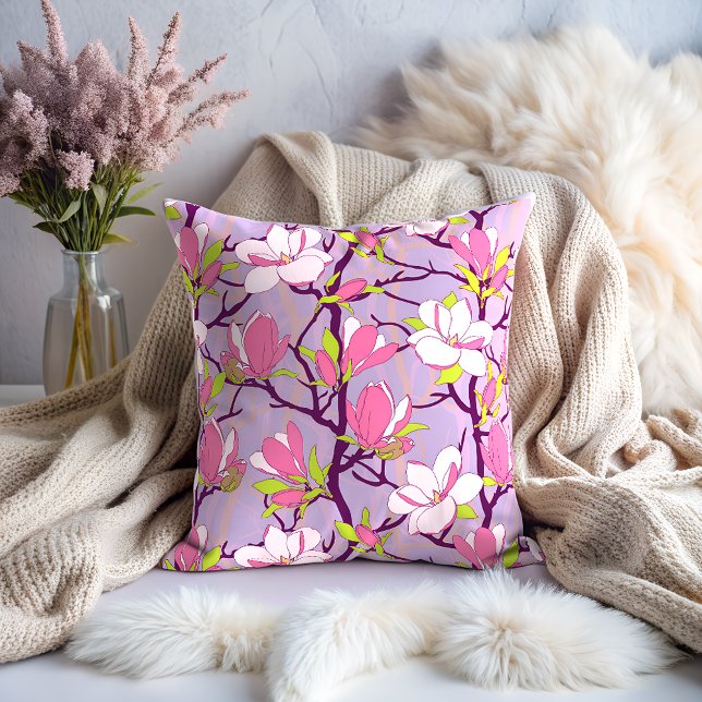 Blooming Magnolia Dekorativ kudde (Blooming Magnolia Throw Pillow)