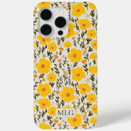 Blooming Meadow gula blommor mönster & Monogram