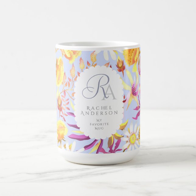 Blooming Mystical Blommigt Monogram Lilac Kaffemugg (Center)