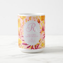 Blooming Mystical Blommigt Monogram Rosa Kaffemugg