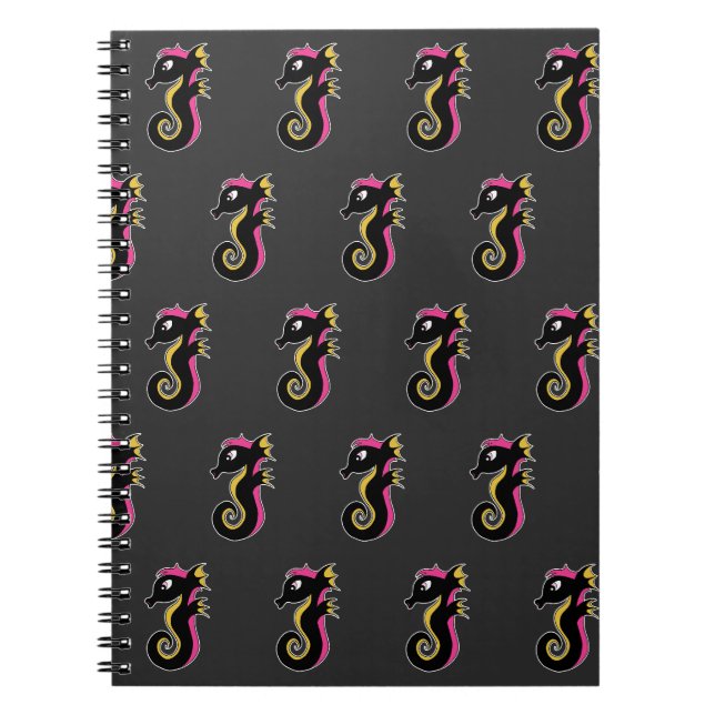 Blooming Neon Seahorse Anteckningsbok (Framsidan)