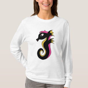 Blooming Neon Seahorse T Shirt