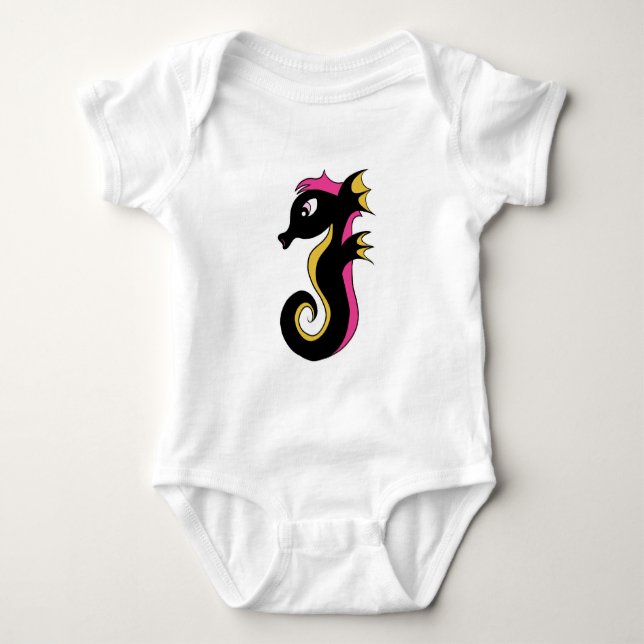 Blooming Neon Seahorse T Shirt (Framsida)