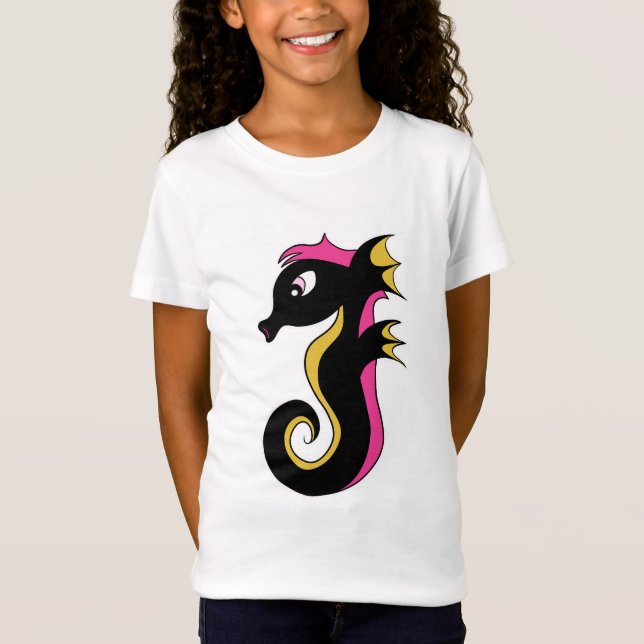 Blooming Neon Seahorse T Shirt (Framsida)