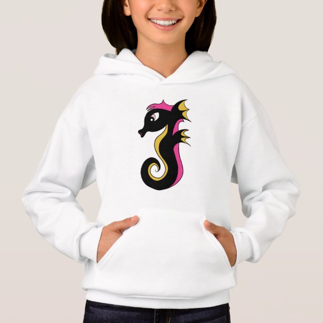 Blooming Neon Seahorse T Shirt (Framsida)