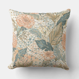 Blooming Peach Flowers and Beautiful Pattern Kudde