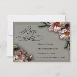 Blooming Peonies RSVP Card OSA Kort