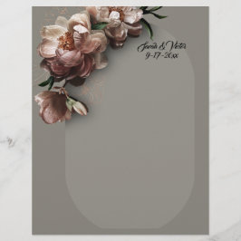 Blooming Peonies Stationery Brevhuvud