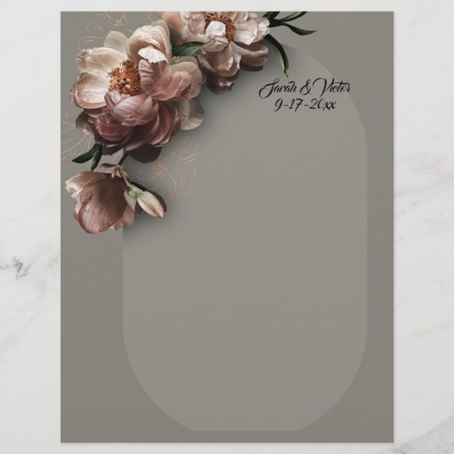 Blooming Peonies Stationery Brevhuvud (Framsida)