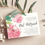 Blooming Peony | Bat mitzvah inbjudan<br><div class="desc">Söta inbjudningar till blommigt för fladmitzvahs har vattenfärgspennor i pulserande rosa,  accentuerade med lush grönt lövs. Anpassa med Bat mitzvah detaljer som är justerade på högerna och förnimmade med chicens kalligrafi. Inbjudningarna går tillbaka till solid  rosa.</div>