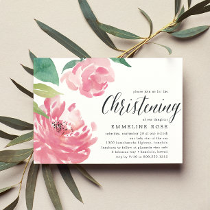 Blooming Peony Christening-inbjudan Inbjudningar