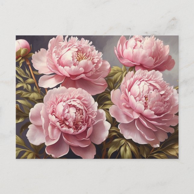 Blooming Peony Flowers Vykort (Framsida)