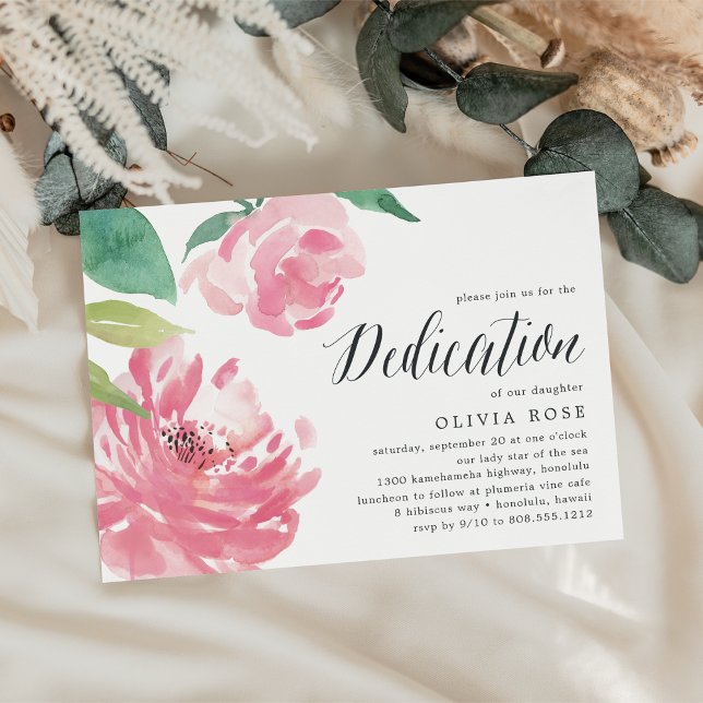 Blooming Peony | Inbjudan till Baby-dedikation (Skapare uppladdad)