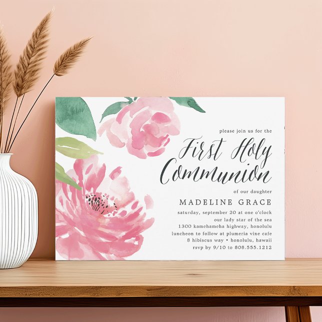 Blooming Peony | Kommunikationsinbjudan för första Inbjudningar (Skapare uppladdad)