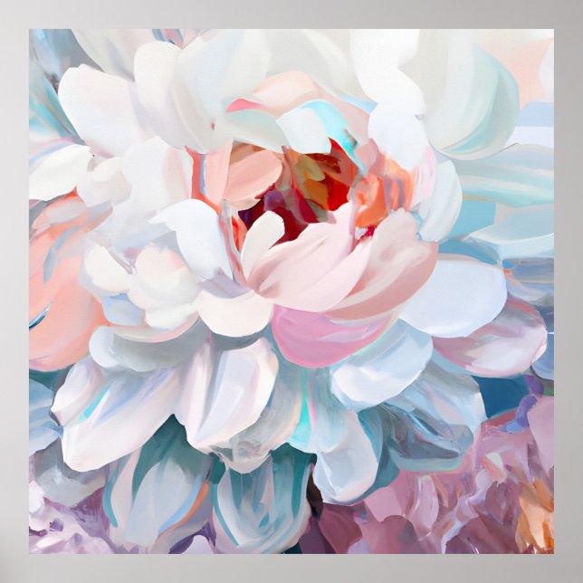 Blooming Peony Pastel Färg Poster (Framsidan)