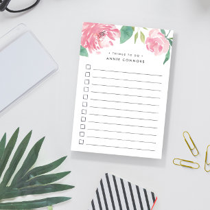 Blooming Peony Personlig att göra lista Post-it Block