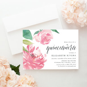 Blooming Peony Quinceanera-inbjudan Inbjudningar