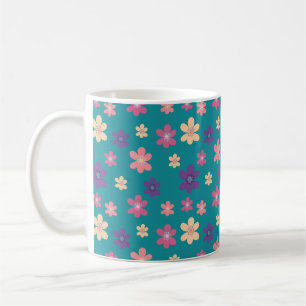 Blooming Petals Mönster i Ljust grönt Färg Kaffemugg