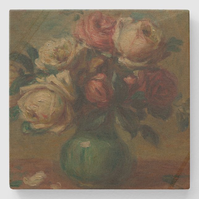 Blooming Ro i Vas av Pierre Renoir Classic Stenunderlägg (Framsidan)