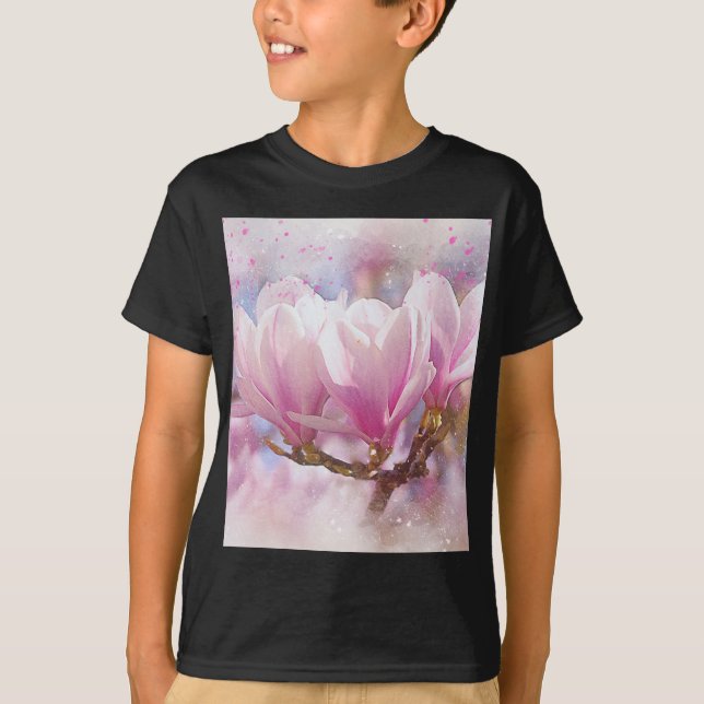 Blooming Rosa Lila Magnolia - Vår Flower T-shirt (Framsida)