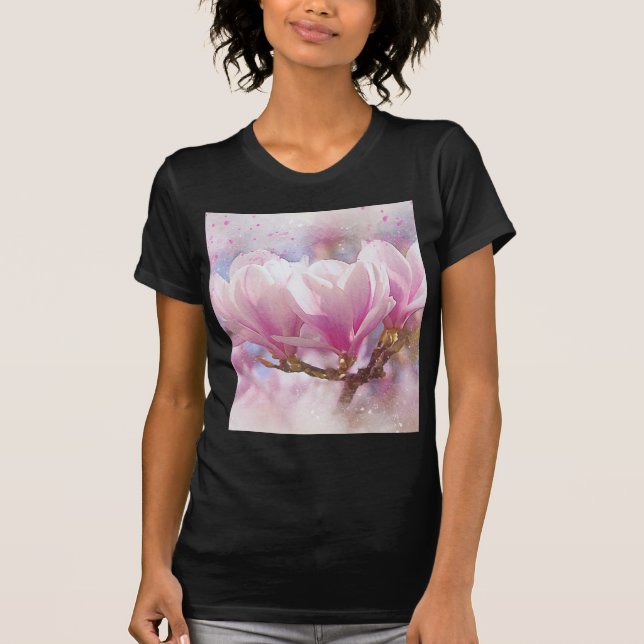 Blooming Rosa Lila Magnolia - Vår Flower T-shirt (Framsida)
