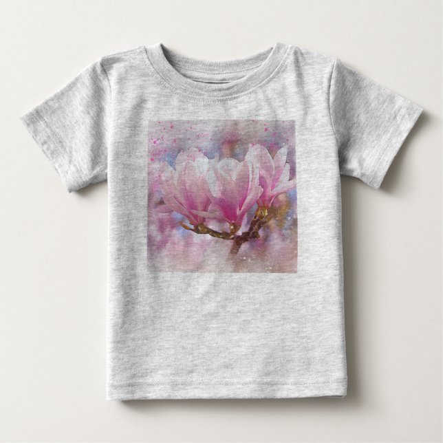 Blooming Rosa Lila Magnolia - Vår Flower T Shirt (Framsida)