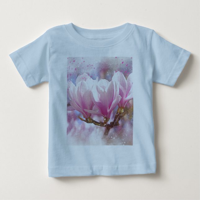 Blooming Rosa Lila Magnolia - Vår Flower Tee (Framsida)