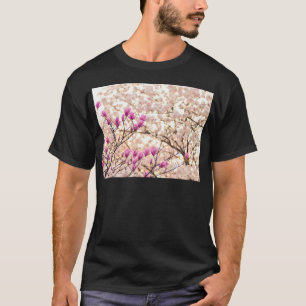 Blooming Rosa Lila Magnolias Vår Flower T Shirt