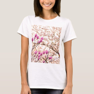 Blooming Rosa Lila Magnolias Vår Flower T-shirt