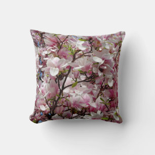 Blooming Rosa Magnolia Fält Vår Flower Kudde