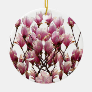 Blooming Rosa Magnolias Vår Flower Julgransprydnad Keramik