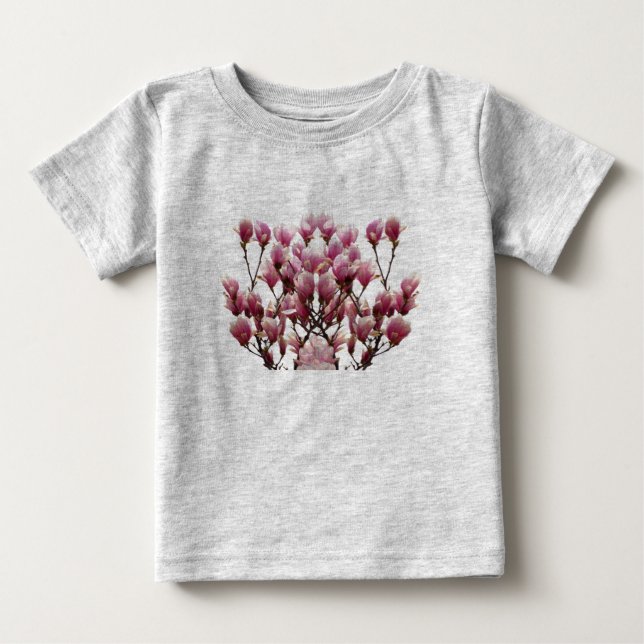 Blooming Rosa Magnolias Vår Flower T Shirt (Framsida)