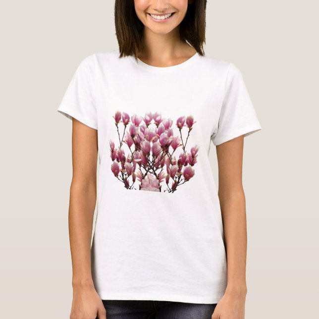 Blooming Rosa Magnolias Vår Flower Tee (Framsida)