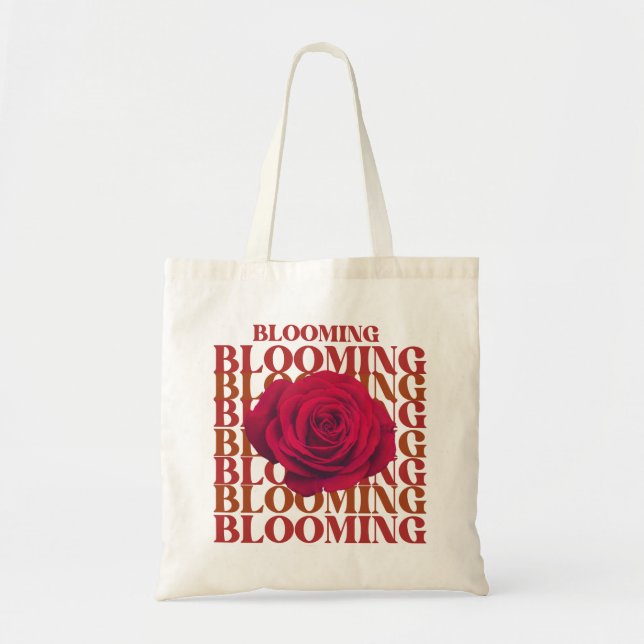 Blooming Rose Statement Tote Bag Tygkasse (Framsidan)