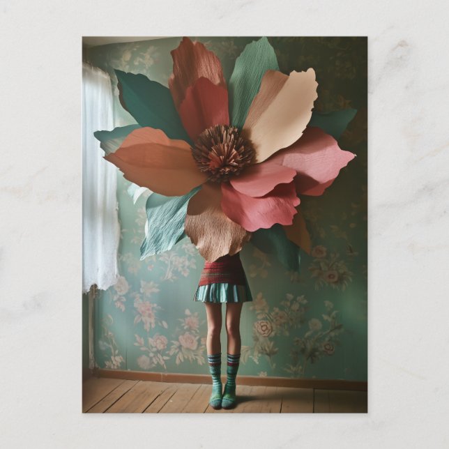 Blooming Stollig: Surreal Blommigt Transformation Vykort (Framsida)
