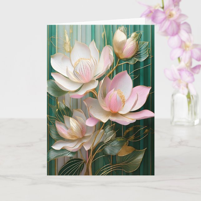 Blooming Tapet japansk Magnolia Art Kort (Orkide)