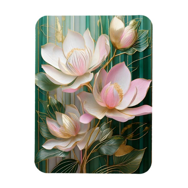 Blooming Tapet japansk Magnolia Art Magnet (Vertikal)