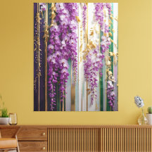 Blooming Tapet Violet Guld Wisteria